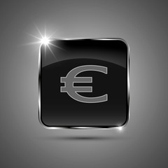 The vector black button in a metal frame