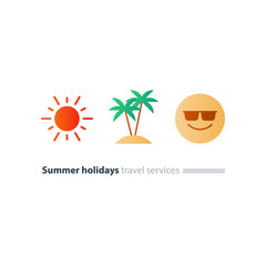 South vacation icon set, season travel, happy holidays