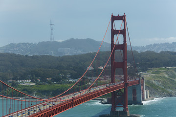 Golden Gate bridge in San Francisco California on a sunny spring day
