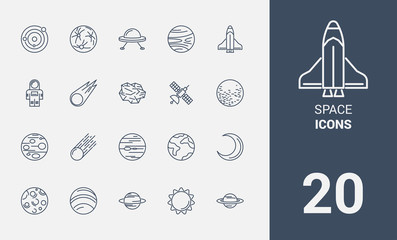 A set of thematic symbols of the solar system. © graphstock