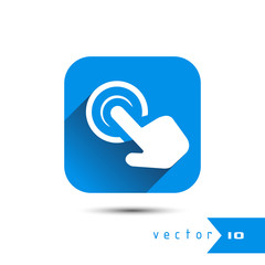 Blue touch screen icon isolated on white background