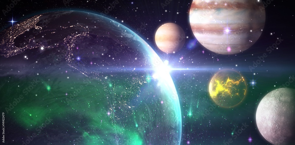 Aufkleber composite image of graphic image of solar system