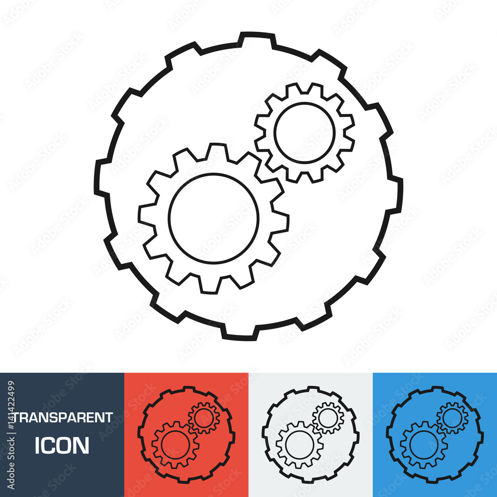 Aufkleber transparent gear icon. vector icon on different types backgrounds