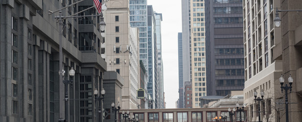 Tall buildings situating on street in USA