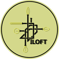 Vector icon of interior elements in loft style