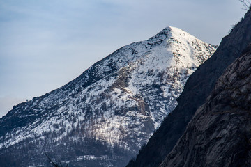 Peak mountain landscape with snow