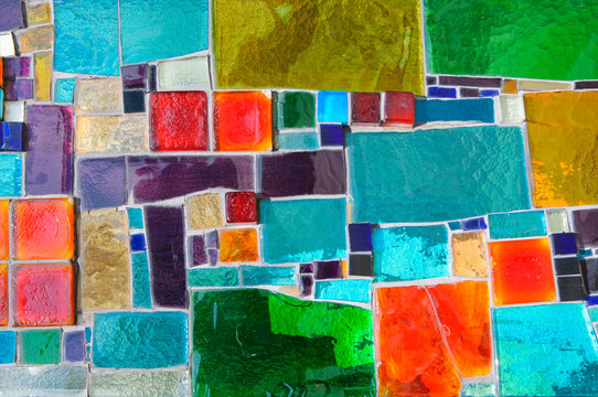 Colorful pieces of glass in abstract composition