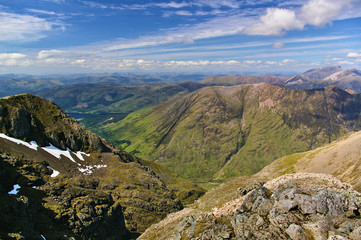 View across Glen Coe towards Ben Nevis