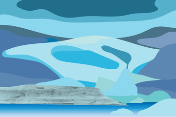 vector illustration of glacier with natural texture