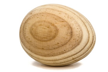 Decorative wooden egg, isolated on white background