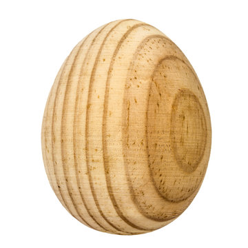Decorative wooden egg, isolated on white background