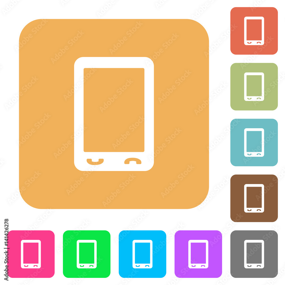 Poster mobile phone with blank display rounded square flat icons