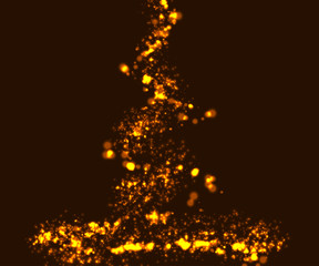 Sparkling light effects on dark background. Shiny and glitter gold particles