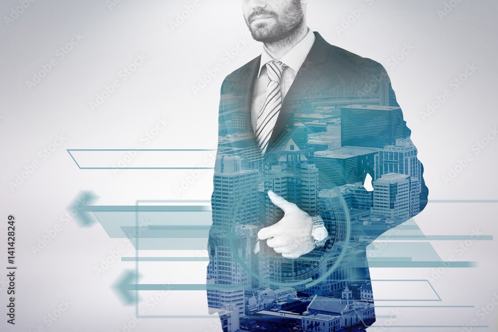 Poster composite image of midsection of businessman holding folder 3d