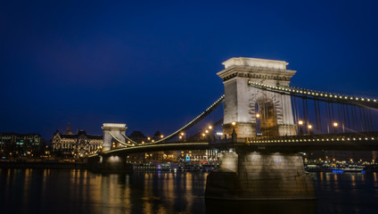 Chain bridge in night  Budapest Hungary