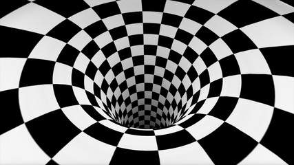 Checkered black and white texture in perspective
