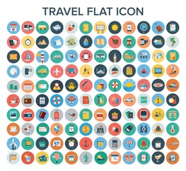 Travel flat icon set