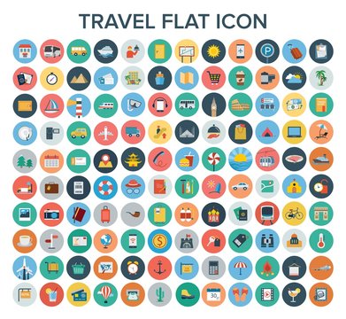 Travel flat icon set