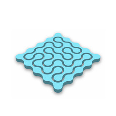 Closed 3D maze. Blue abstract labyrinth with dropped shadow isolated on white background. Corporate business logotype identity. Vector illustration.