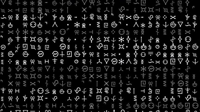 Video Background 1145: A screen of scrolling text, alien letters or code.