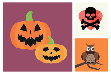 Halloween vector icons set traditional trick or treat celebration cemetery collection and darkness decoration design fantasy fear vector illustration.