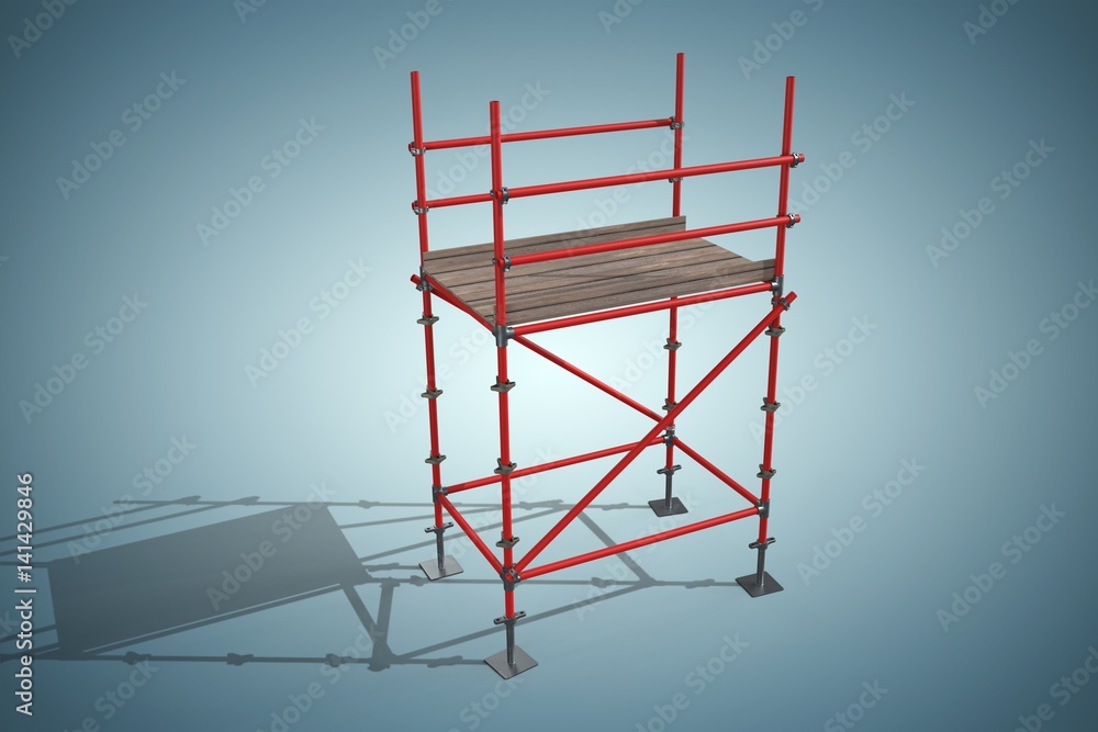 Poster composite image of 3d image of red scaffolding structure