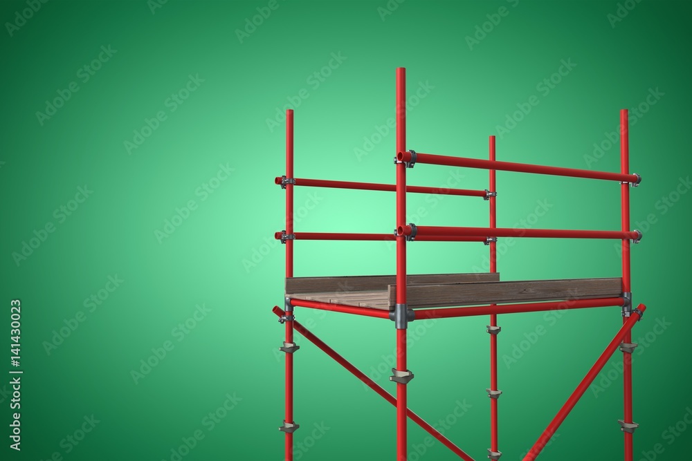 Poster composite image of digitally generated image of red scaffoldings