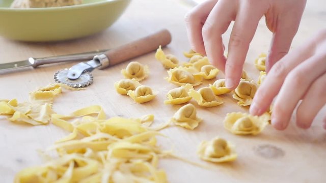 Italian Fresh pasta preparation hand made