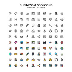 business and seo outline colored icons