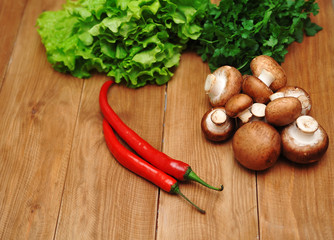 Vegetables on a wooden background