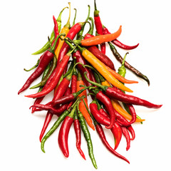 colorful fresh vegetable, capsicum, chilly pepper isolated on white background