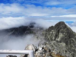 Mountains surrounded by clouds, Lomnicky peak, Slovakia	
