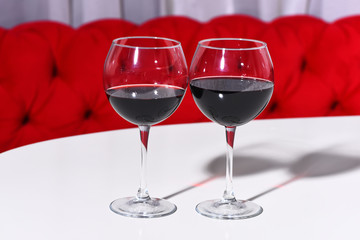 Two glasses of red wine
