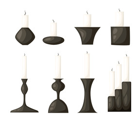 Candle icon set for interiors Flat design style vector illustration.