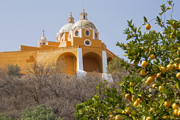  Church in Mexico with orange tree