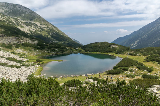 Panoramic view of Muratovo lake, Pirin Mountain, Bulgaria