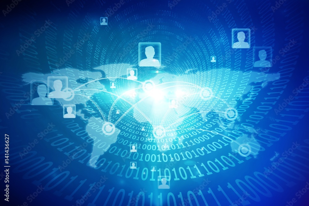 Poster composite image of global technology background 3d