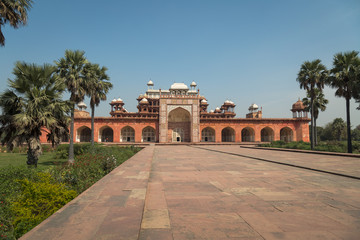 Mughal emperor Akbar tomb at Sikandra Agra built by his son Jahangir in year 1613 AD is a masterpiece of Mughal India architecture.