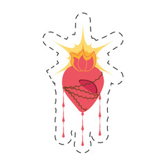 cartoon sacred heart jesus blessed vector illustration eps 10