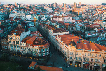Fototapeta na wymiar Panorama of Porto from Clerigos tower, Portugal.