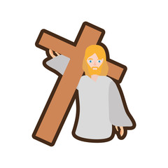 jesus christ carries cross line vector illustration eps 10
