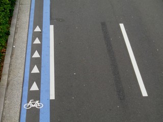 Bicycle exclusive road sign in Yokohama