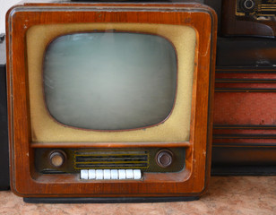 Retro old television  close up, isolated 