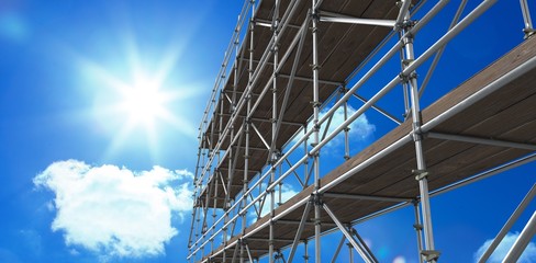 Composite image of 3d image of construction scaffolding