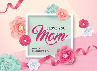 Mother's day greeting card with beautiful flowers