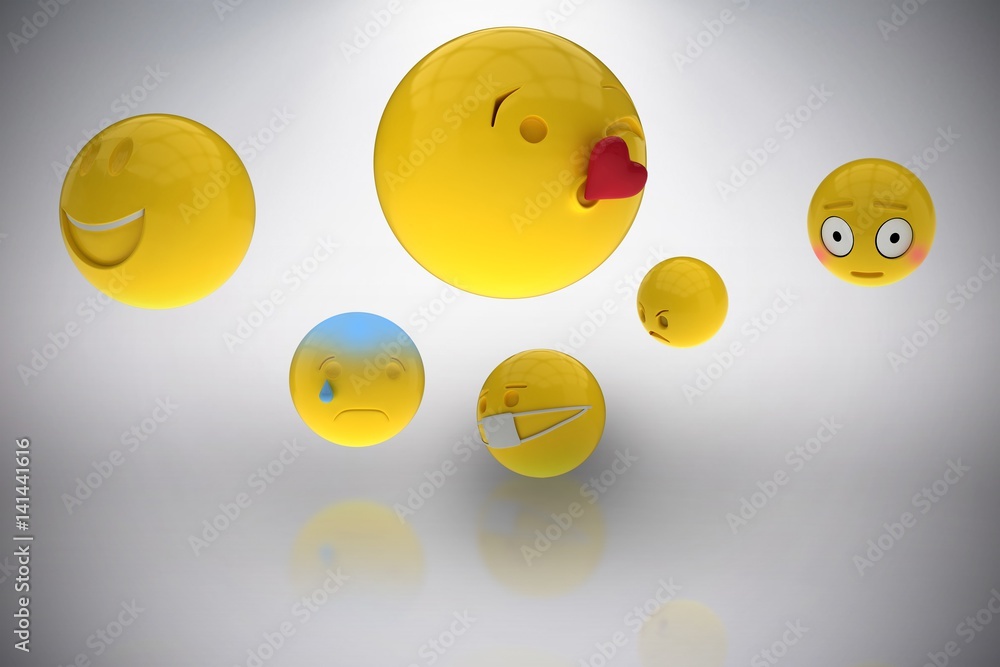 Aufkleber composite image of three dimensional image of basic emoticons 3d