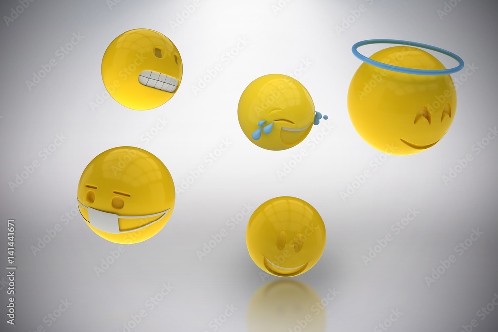 Aufkleber composite image of three dimensional image of various smileys 3d
