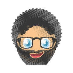 drawing curly man glasses emoticon image vector illustration eps 10