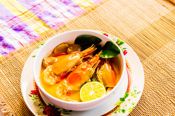 sour prawn soup or tom yum kung