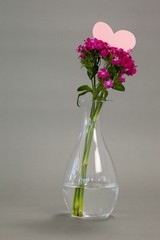 Flower vase with blank heart shape card